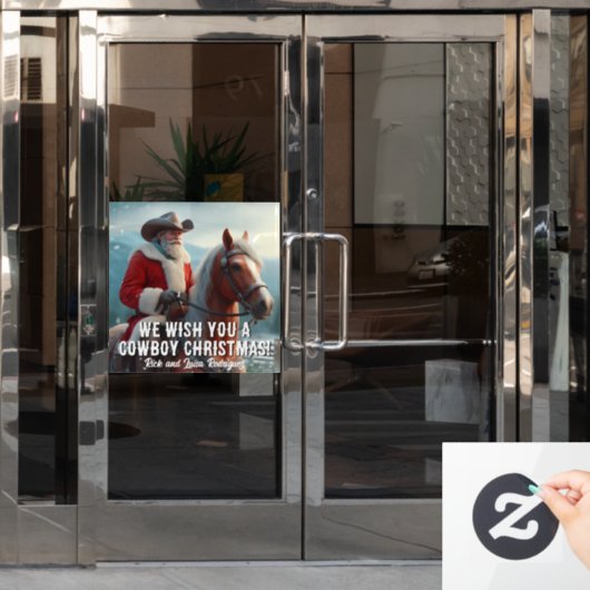 Sinterklaas in een Western Pet Kerst Raamsticker (Kantoordeur)