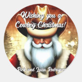 Sinterklaas in een Western Pet Kerst Ronde Sticker (Voorkant)