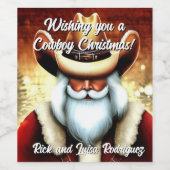 Sinterklaas in een Western Pet Kerst Wijn Etiket (Enkel label)