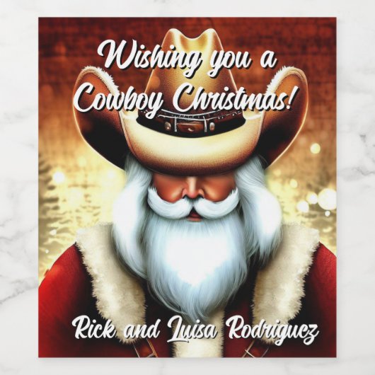 Sinterklaas in een Western Pet Kerst Wijn Etiket (Enkel label)