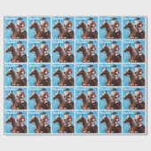 Sinterklaas in een Western Pet op een Paardenkerst Cadeaupapier (Vlak)