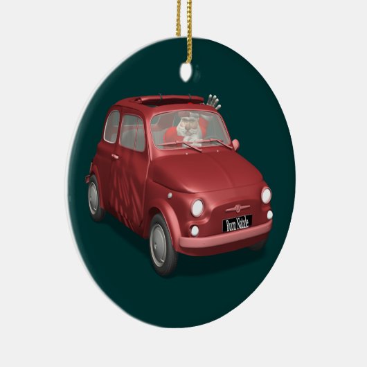 Sinterklaas in Fiat 500 Keramisch Ornament (Rechts)