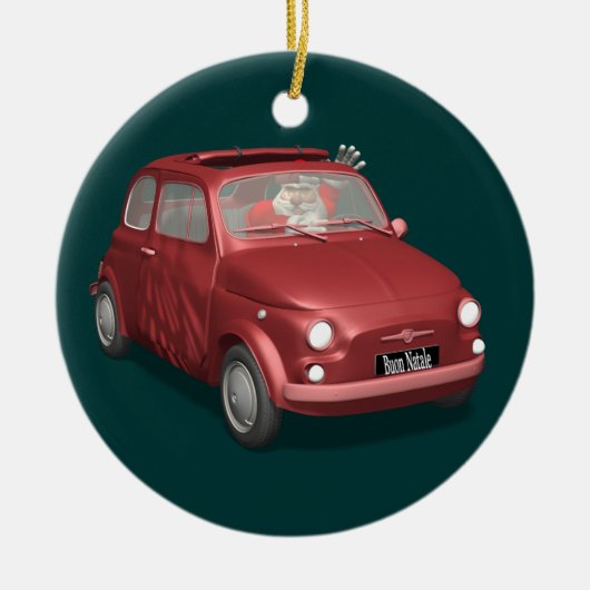 Sinterklaas in Fiat 500 Keramisch Ornament (Voorkant)