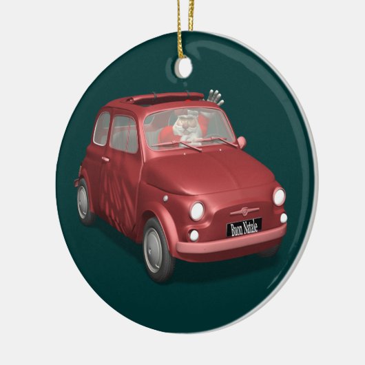 Sinterklaas in Fiat 500 Keramisch Ornament (Links)