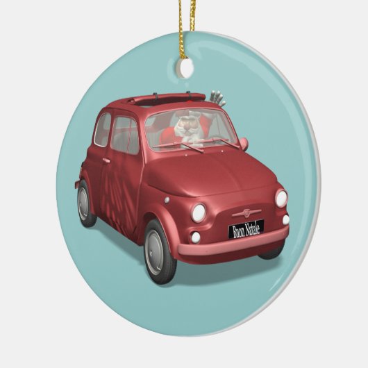 Sinterklaas in Fiat 500 Keramisch Ornament (Links)