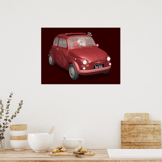 Sinterklaas in Fiat 500 Poster (Keuken)