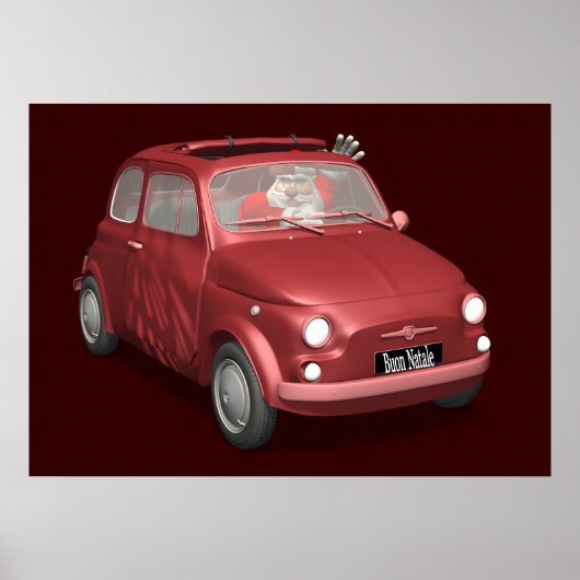 Sinterklaas in Fiat 500 Poster (Voorkant)