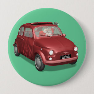 Sinterklaas in Fiat 500 Ronde Button 4,0 Cm
