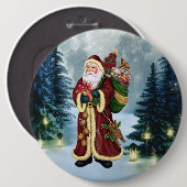 Sinterklaas in het bos ronde button 6,0 cm (Voorkant /achterkant)