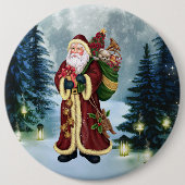 Sinterklaas in het bos ronde button 6,0 cm (Voorkant)