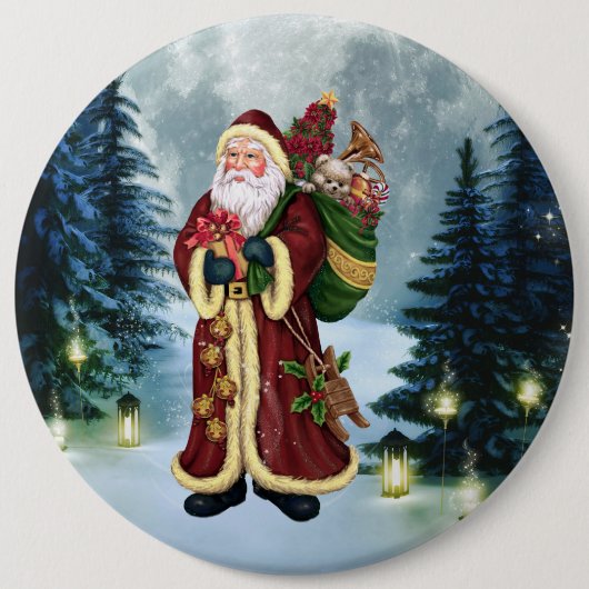 Sinterklaas in het bos ronde button 6,0 cm (Voorkant)