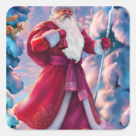 Sinterklaas in het bos vierkante sticker