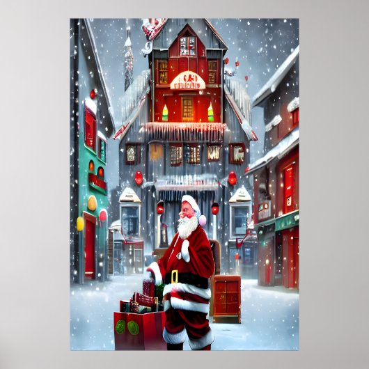 Sinterklaas in het dorp | AI Art Poster (Voorkant)