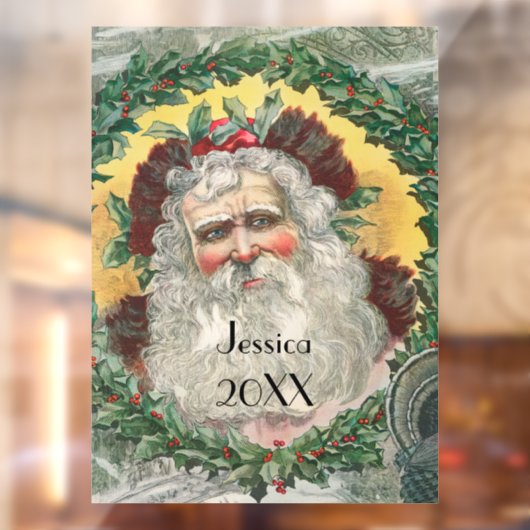 Sinterklaas in het midden van een kerstmis raamsticker (Vel 2)