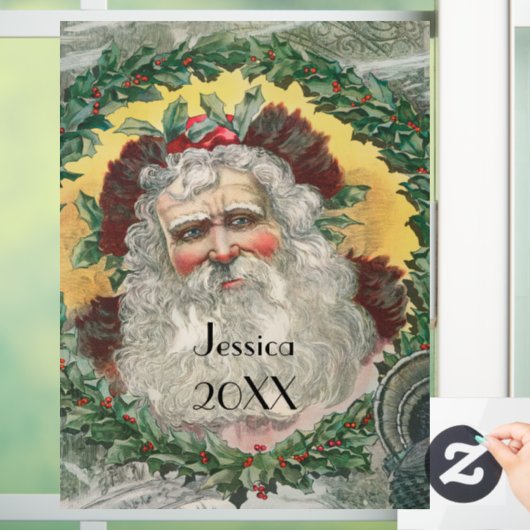 Sinterklaas in het midden van een kerstmis raamsticker (Huis)