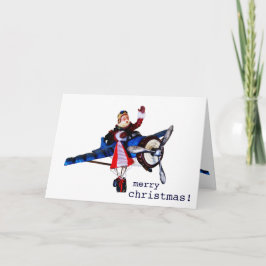 Sinterklaas in het vliegtuig feestdagen kaart