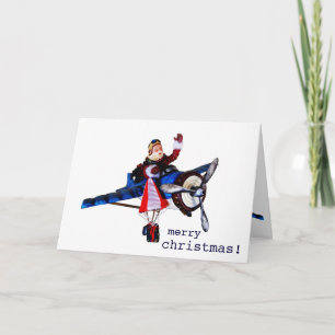 Sinterklaas in het vliegtuig feestdagen kaart