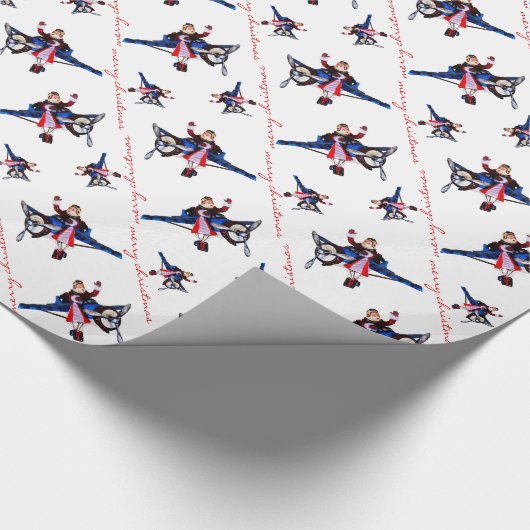 Sinterklaas in het vliegtuig (wit) cadeaupapier (Hoek)