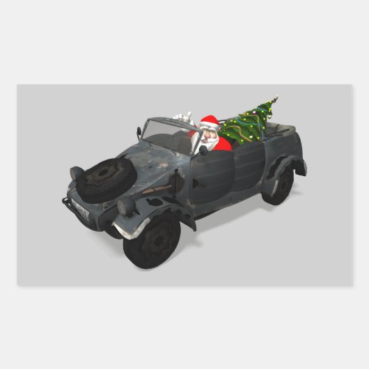 Sinterklaas in Kuebelwagen Rechthoekige Sticker (Voorkant)