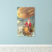 Sinterklaas in luchtschip 3 canvas afdruk (Insitu (Houten vloer))