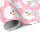 Sinterklaas in Mint Green Pet Pink Retro Kerstmis Cadeaupapier (Rol Hoek)