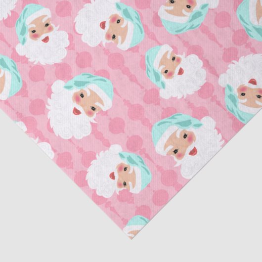 Sinterklaas in Mint Green Pet Pink Retro Kerstmis Tissuepapier (Detail)