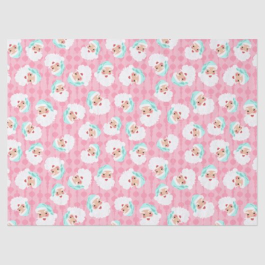 Sinterklaas in Mint Green Pet Pink Retro Kerstmis Tissuepapier (Voorkant)