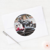Sinterklaas in motorfiets zijspan ronde sticker (Envelop)