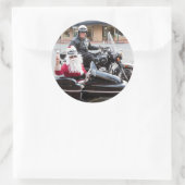 Sinterklaas in motorfiets zijspan ronde sticker (Tas)