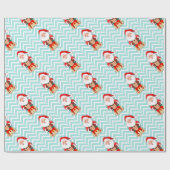 Sinterklaas in rode pyjama's met een mok cadeaupapier (Vlak)