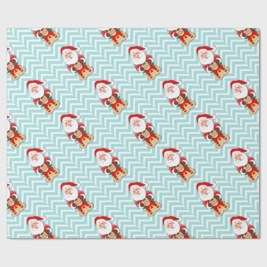 Sinterklaas in rode pyjama's met een mok cadeaupapier (Vlak)