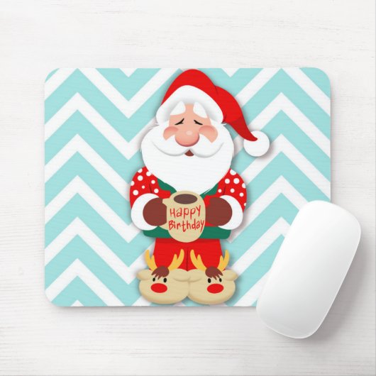 Sinterklaas in rode pyjama's met een mok muismat (Met muis)