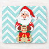 Sinterklaas in rode pyjama's met een mok muismat (Voorkant)