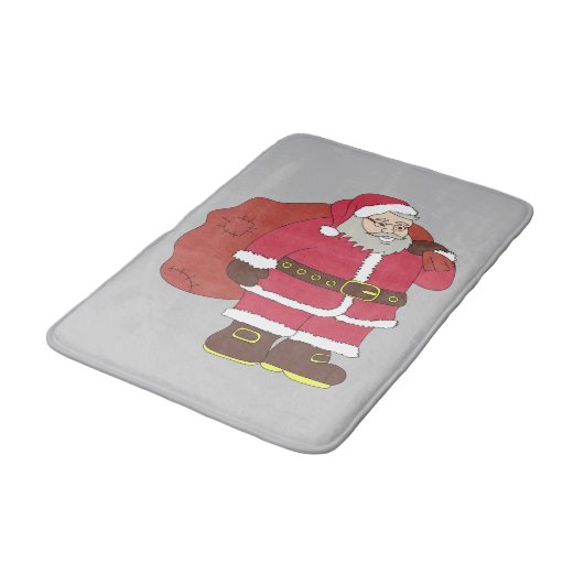 Sinterklaas in rood met cadeautas en eierlassen badmat (Gekanteld)
