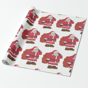 Sinterklaas in rood met cadeautas en eierlassen cadeaupapier