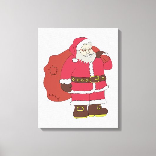 Sinterklaas in rood met cadeautas en eierlassen canvas afdruk (Voorkant)