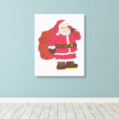 Sinterklaas in rood met cadeautas en eierlassen canvas afdruk (Insitu (Houten vloer))