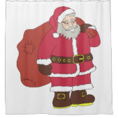 Sinterklaas in rood met cadeautas en eierlassen douchegordijn (Voorkant)
