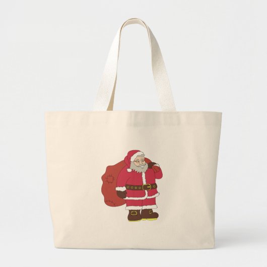 Sinterklaas in rood met cadeautas en eierlassen grote tote bag (Voorkant)