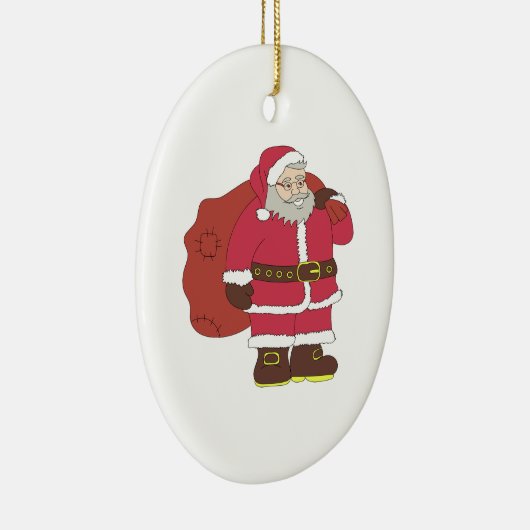 Sinterklaas in rood met cadeautas en eierlassen keramisch ornament (Rechts)