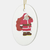 Sinterklaas in rood met cadeautas en eierlassen keramisch ornament (Links)