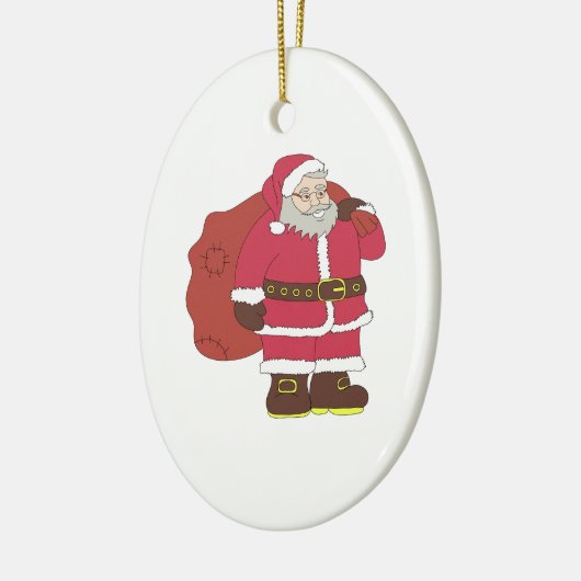 Sinterklaas in rood met cadeautas en eierlassen keramisch ornament (Links)