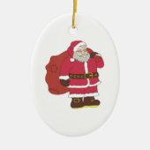 Sinterklaas in rood met cadeautas en eierlassen keramisch ornament (Voorkant)