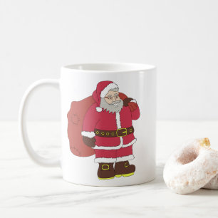 Sinterklaas in rood met cadeautas en eierlassen koffiemok
