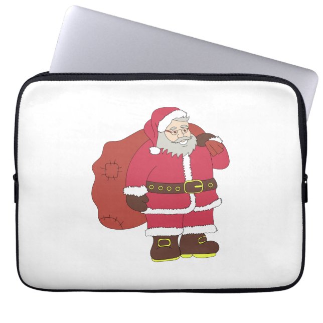 Sinterklaas in rood met cadeautas en eierlassen laptop sleeve (Voorkant)