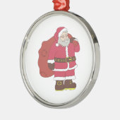 Sinterklaas in rood met cadeautas en eierlassen metalen ornament (Links)