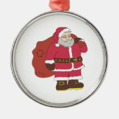 Sinterklaas in rood met cadeautas en eierlassen metalen ornament (Voorkant)