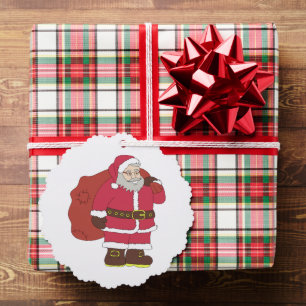 Sinterklaas in rood met cadeautas en eierlassen ornament kaart