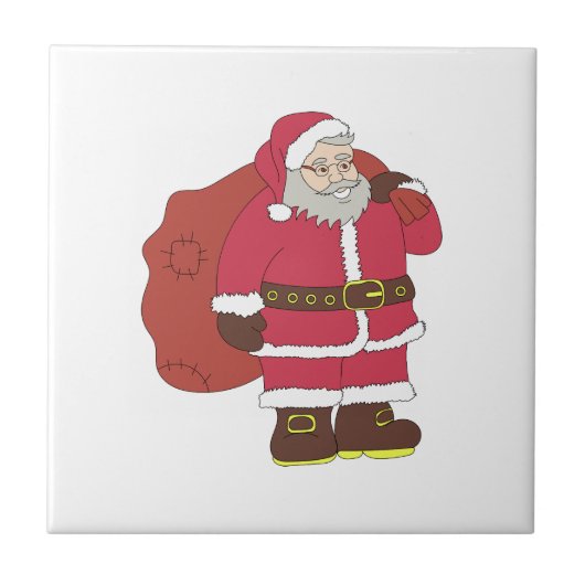 Sinterklaas in rood met cadeautas en eierlassen tegeltje (Voorkant)