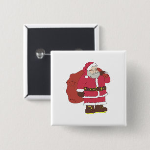 Sinterklaas in rood met cadeautas en eierlassen vierkante button 5,1 cm